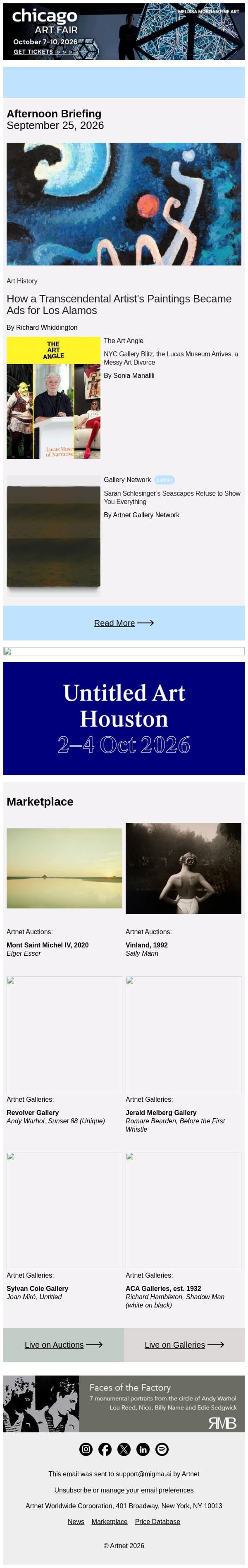 How an Artist Helped Recruit Nuclear Scientists email from Artnet screenshot