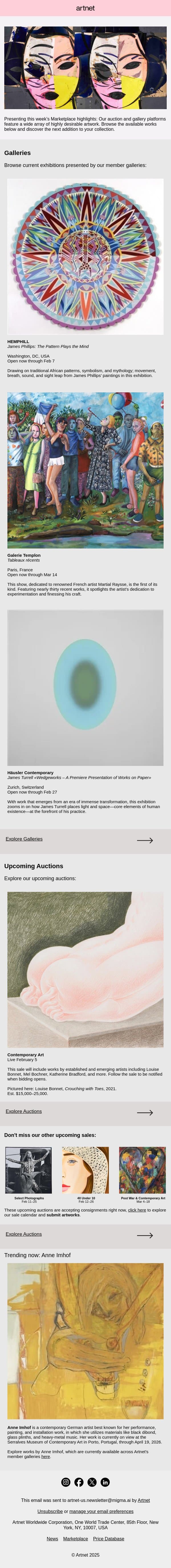 Marketplace Highlights: Traditional African Patterns, History Painting & More email from Artnet screenshot