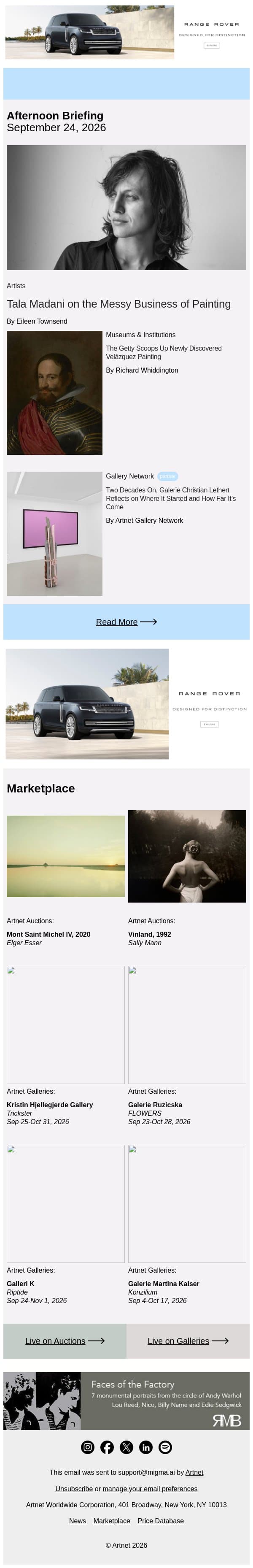 Tala Madani Wants to Keep Art Weird email from Artnet screenshot