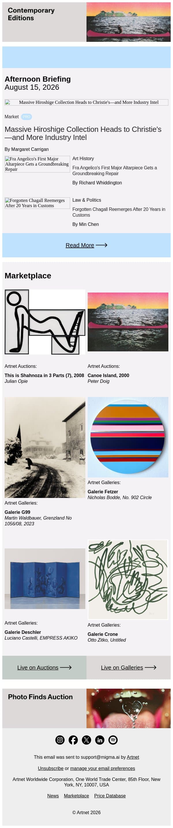 Massive Hiroshige Collection Heads to Christie’s email from Artnet screenshot