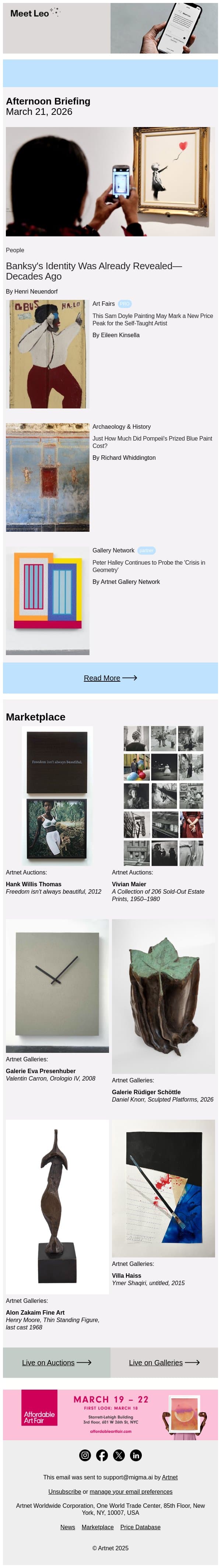 We Already Knew Banksy's Identity email from Artnet screenshot