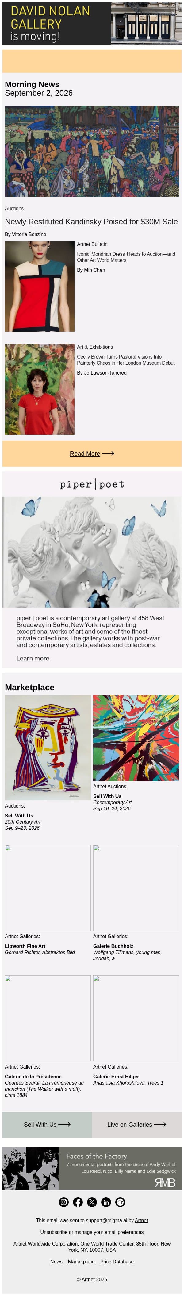 Infamous Kandinsky Could Fetch $30M email from Artnet screenshot