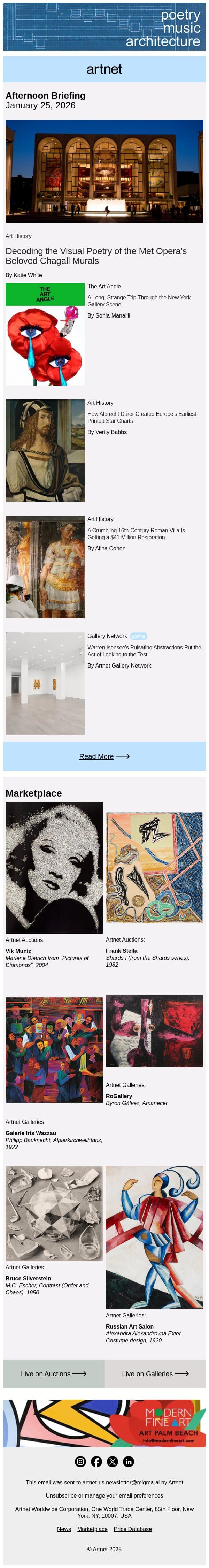 Why the Met’s Chagall Murals Matter email from Artnet screenshot