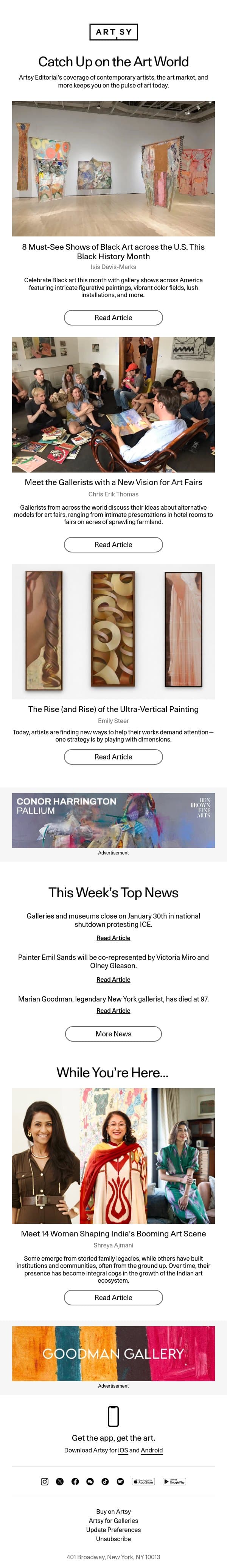 8 Must-See Shows of Black Art across the U.S. This Black History Month email from Artsy screenshot