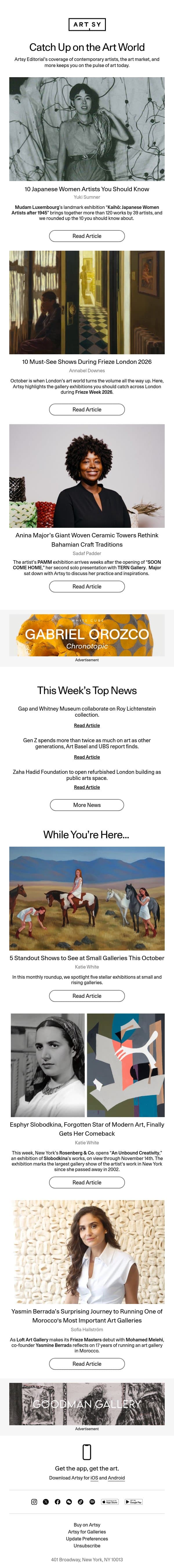 10 Japanese Women Artists You Should Know email from Artsy screenshot