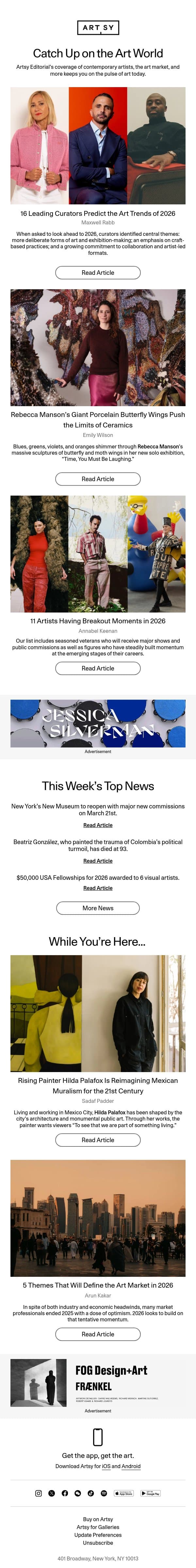 16 Leading Curators Predict the Art Trends of 2026 email from Artsy screenshot