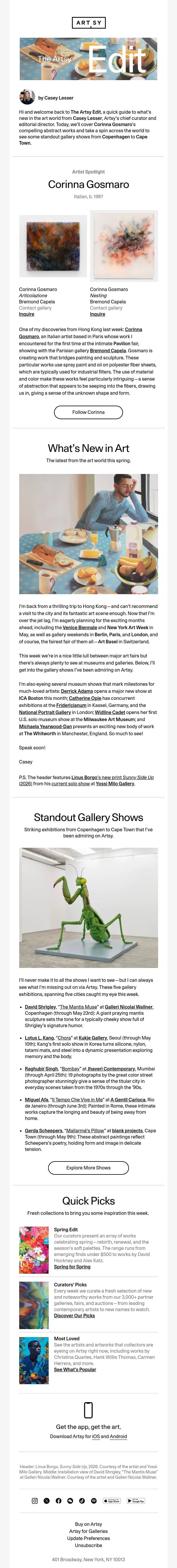 The Artsy Edit | 5 new standout shows from Copenhagen to Cape Town email from Artsy screenshot