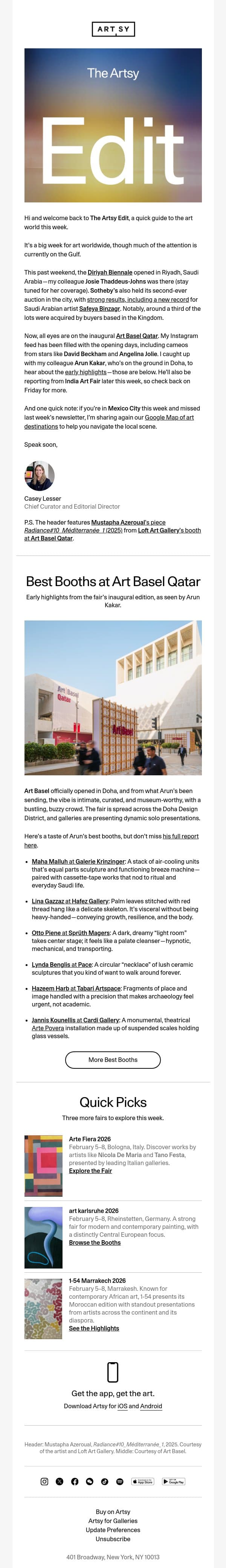 The Artsy Edit | The best booths at Art Basel Qatar email from Artsy screenshot