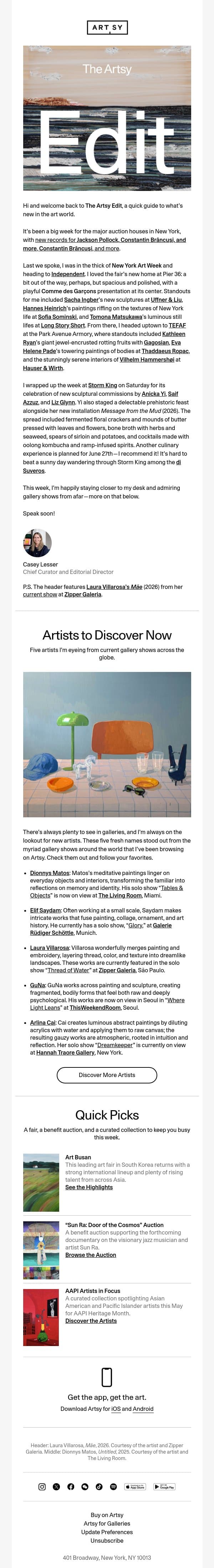 The Artsy Edit | 5 artists to discover this May email from Artsy screenshot