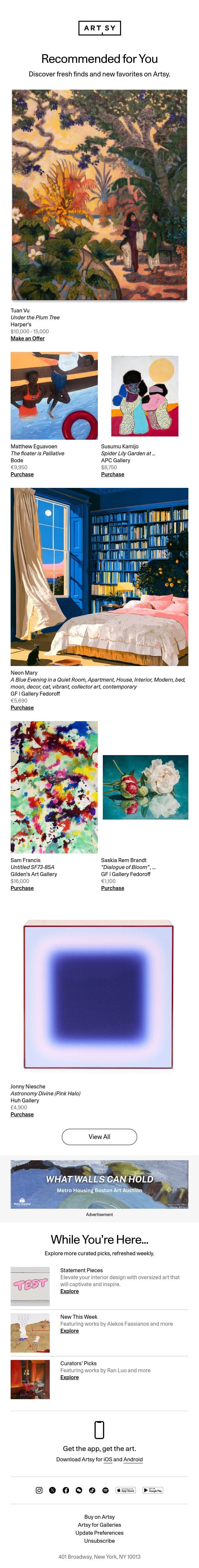 New works for Adam by Tuan Vu and more email from Artsy screenshot