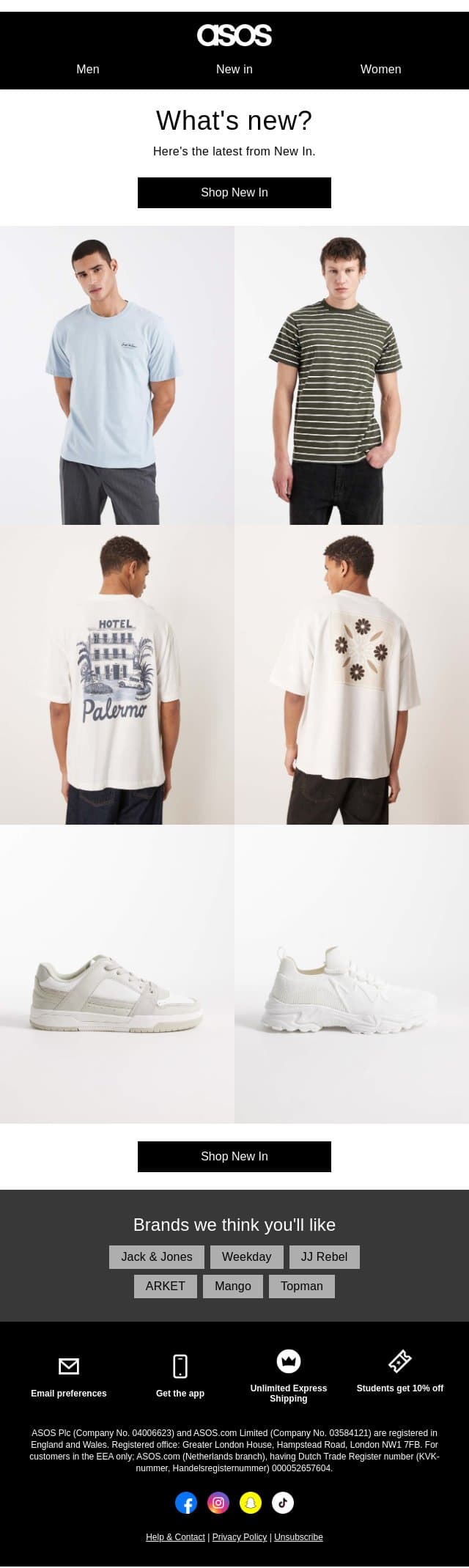 What's new at ASOS email from ASOS screenshot