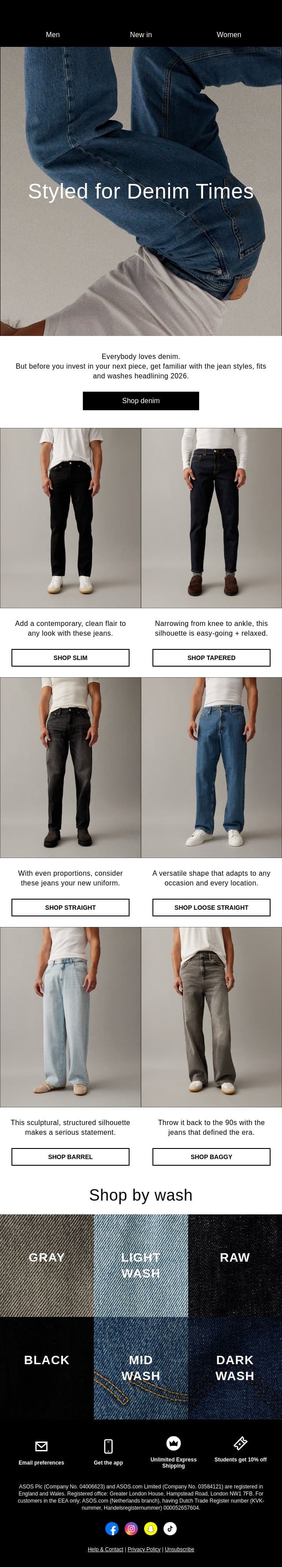 Styled for Denim Times email from ASOS screenshot