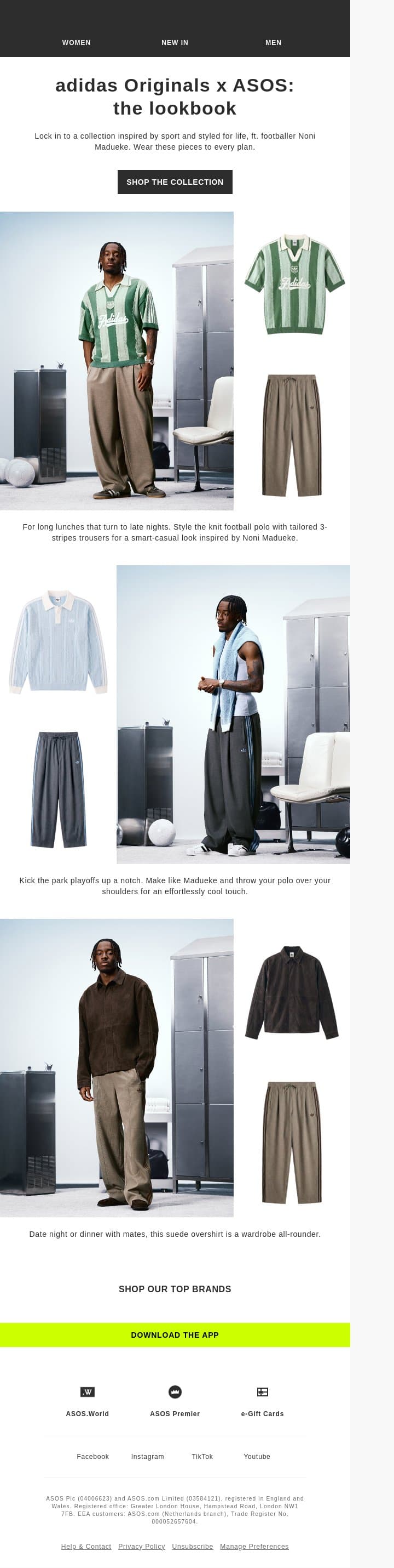 adidas Originals x ASOS: the lookbook email from ASOS screenshot
