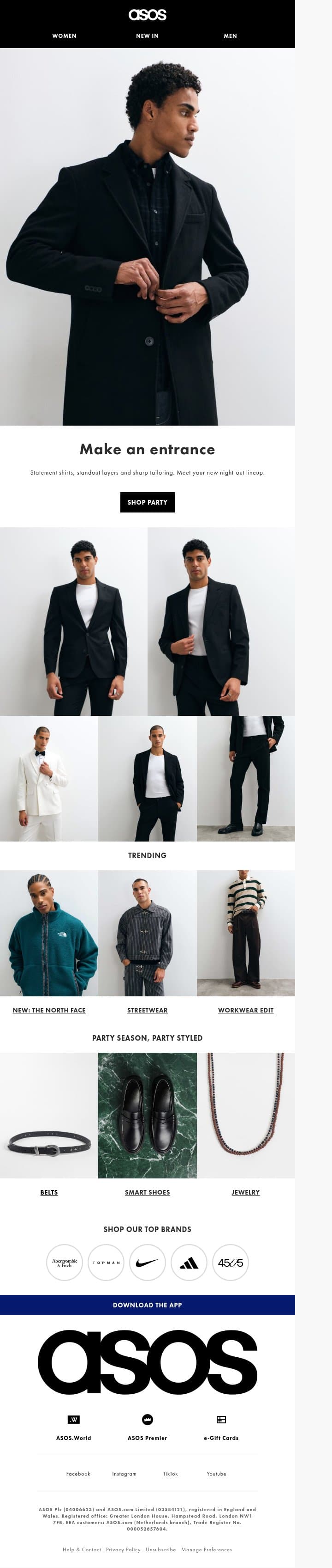 Consider your party 'fit sorted email from ASOS screenshot