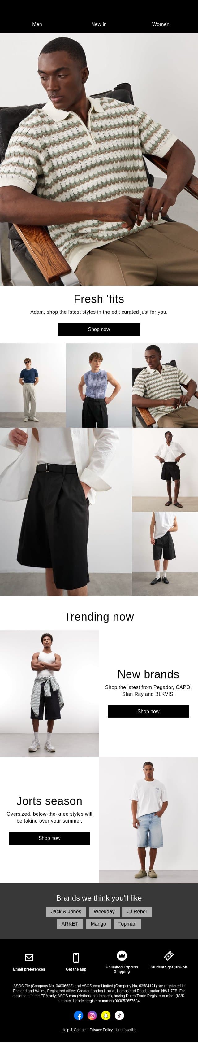 New in. Going fast. email from ASOS screenshot