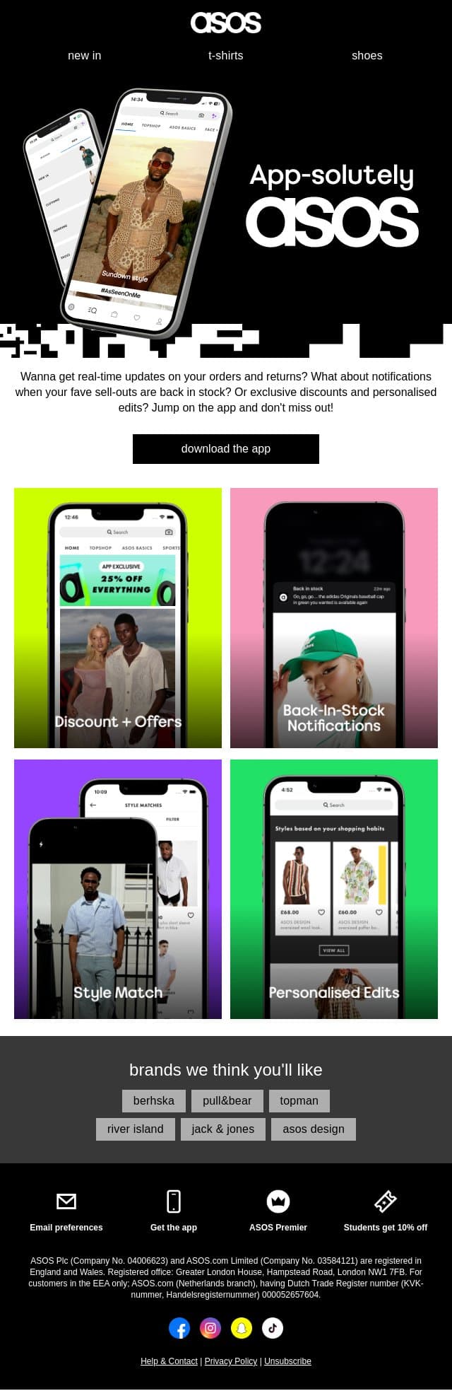 Hey, you app? email from ASOS screenshot