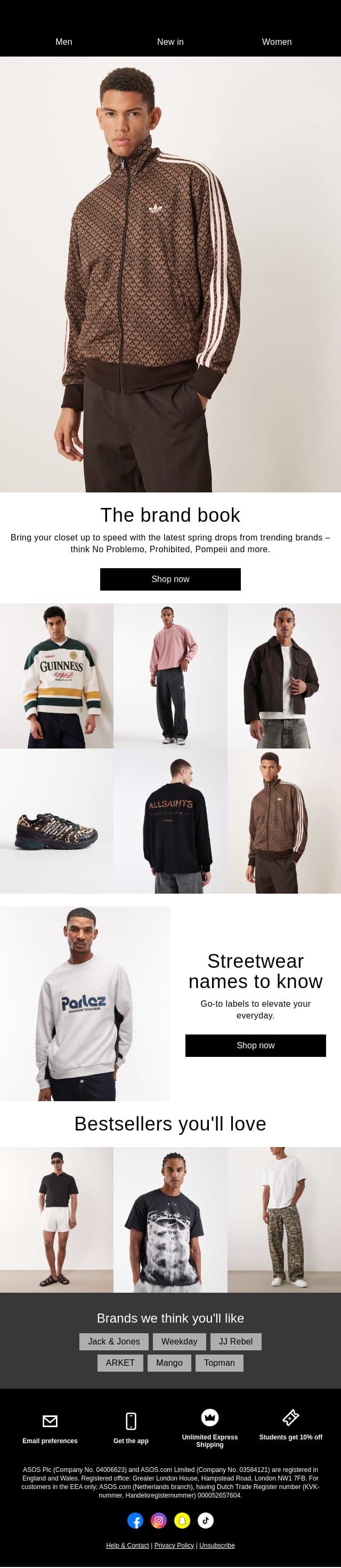 The spring brand book email from ASOS screenshot