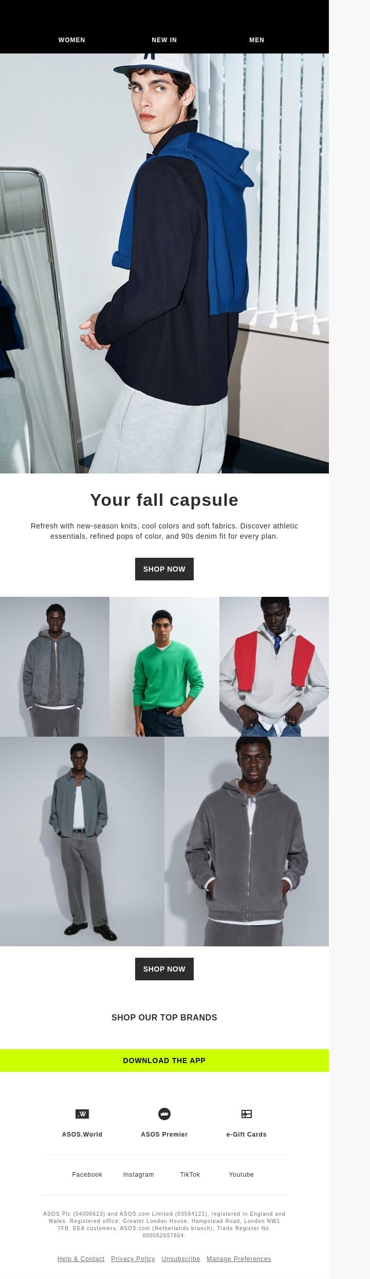 Build your fall wardrobe email from ASOS screenshot