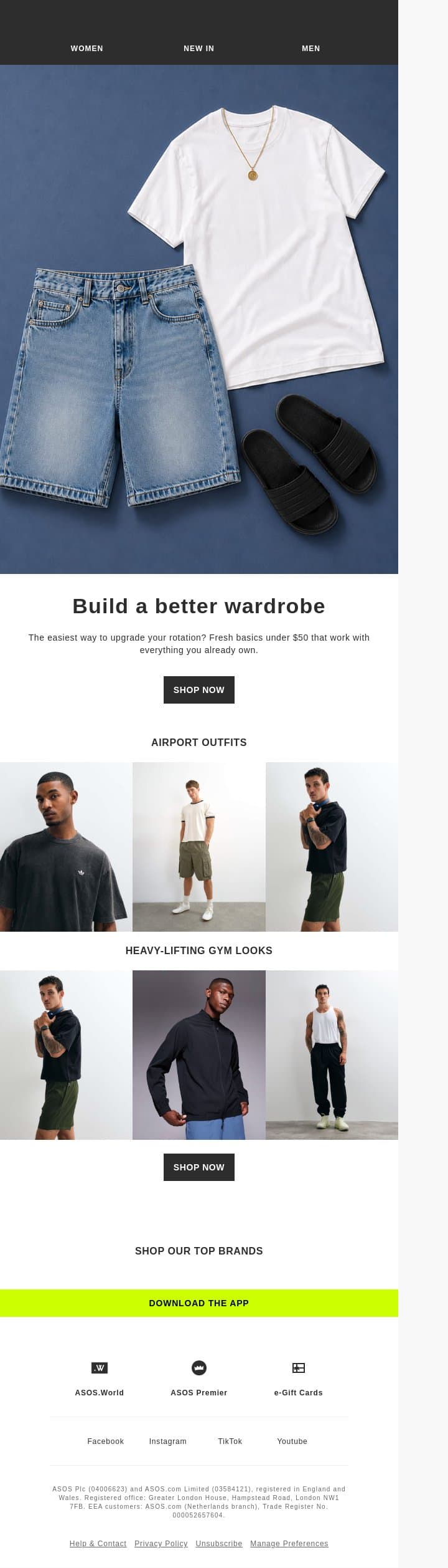 Basics under $50 email from ASOS screenshot