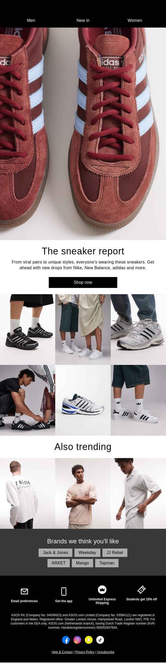 Everyone's wearing these sneakers email from ASOS screenshot