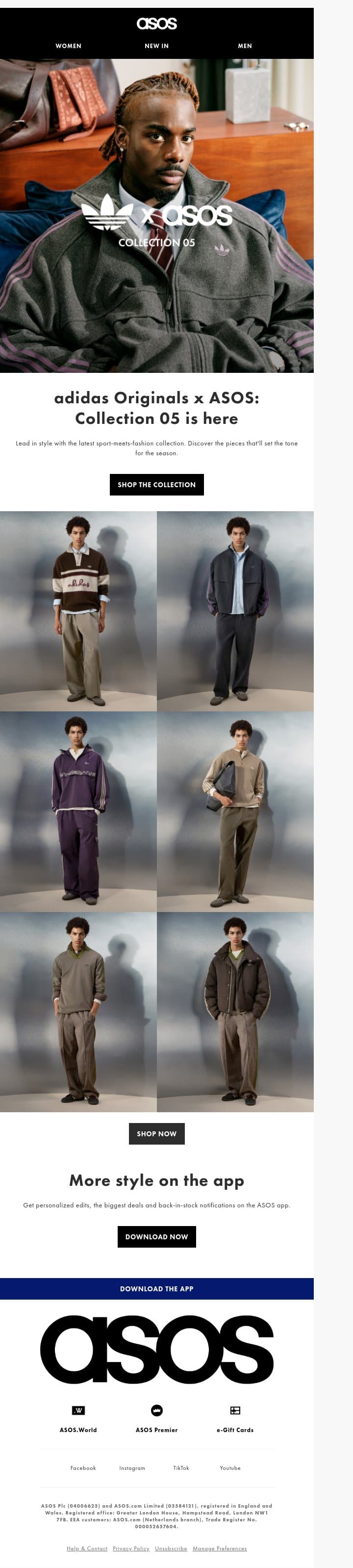 adidas Originals x ASOS: Collection 05 is here email from ASOS screenshot
