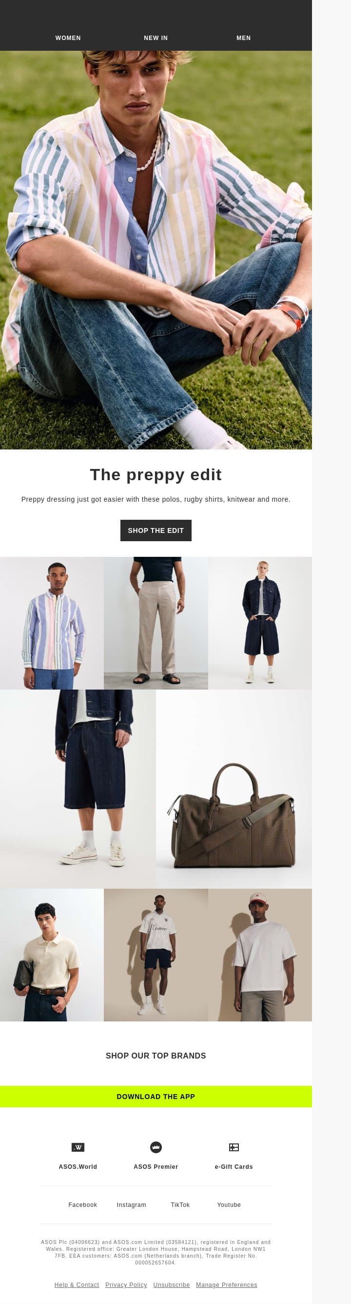 Preppy, perfected email from ASOS screenshot