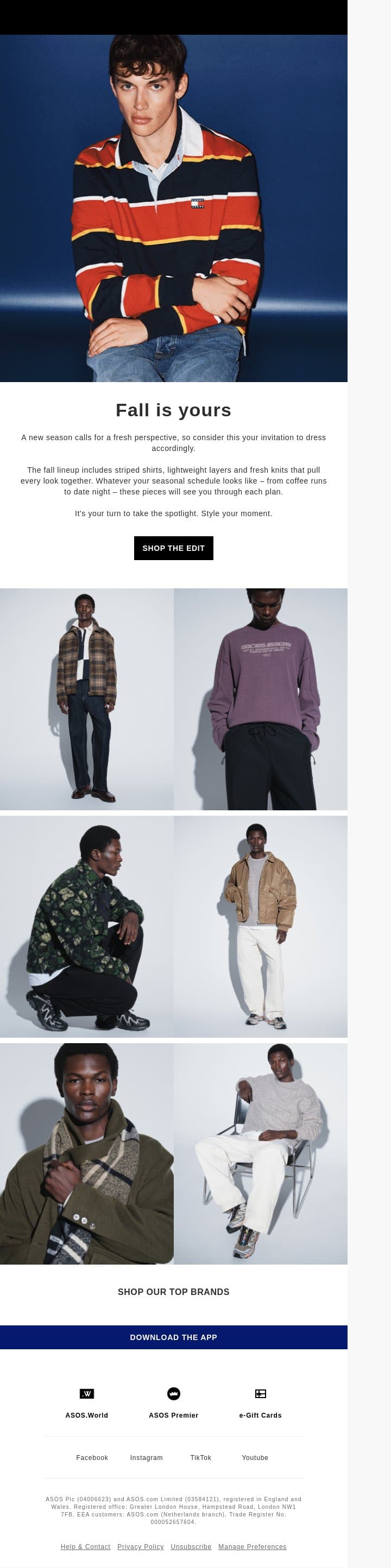 Fall has never been easier email from ASOS screenshot