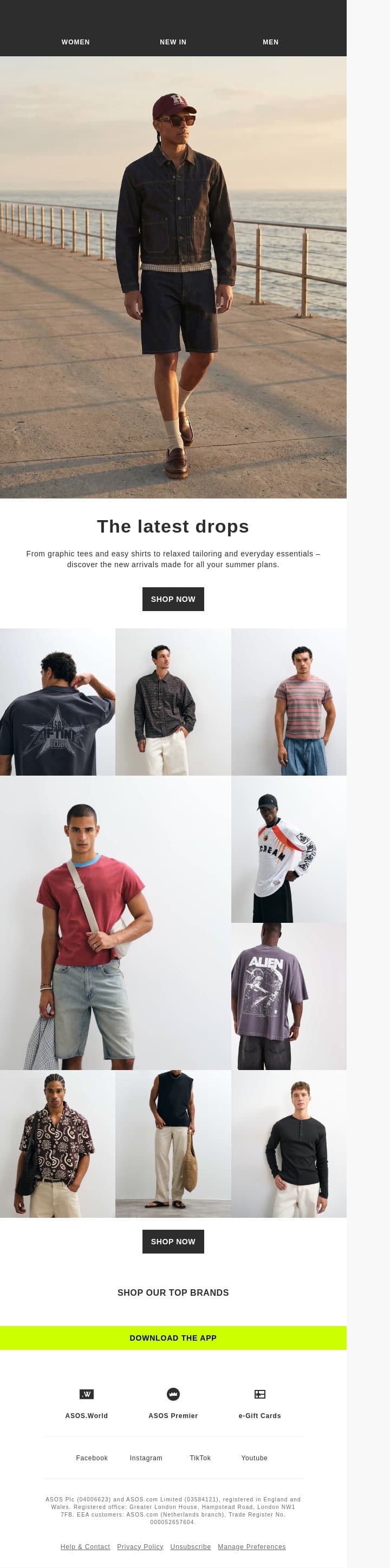 Adam, new drops just landed 👀 email from ASOS screenshot