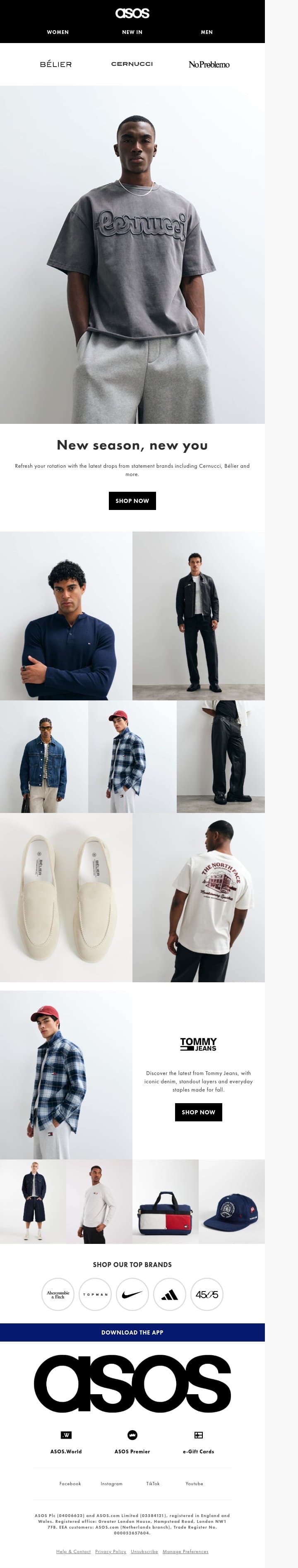 Reset your closet with these brands email from ASOS screenshot