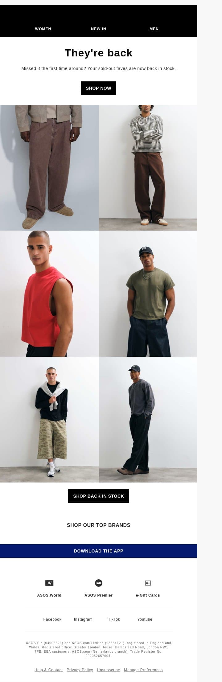 Guess who's back? email from ASOS screenshot