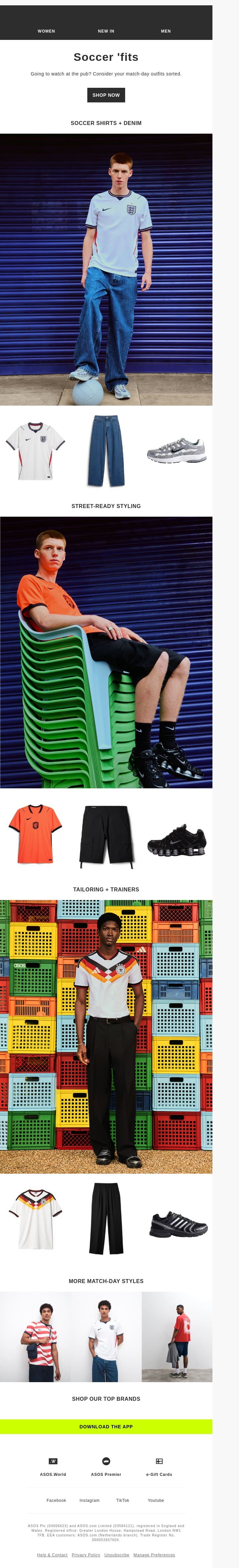 How to style your England shirt email from ASOS screenshot