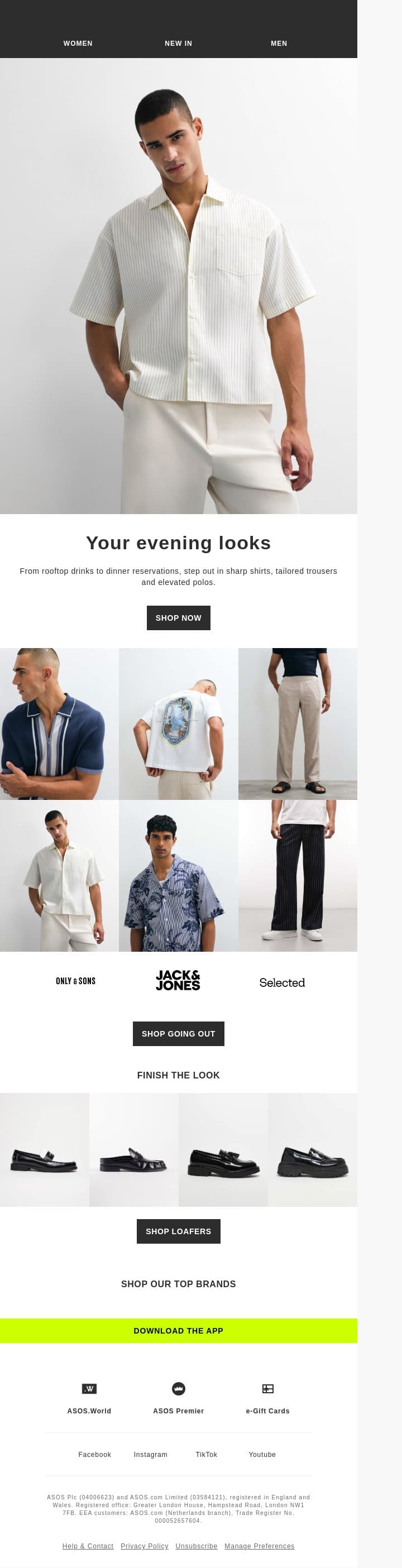 The outfit makes the night email from ASOS screenshot