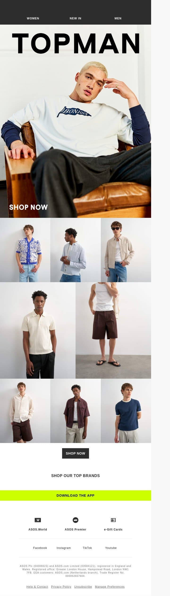 New-in Topman email from ASOS screenshot
