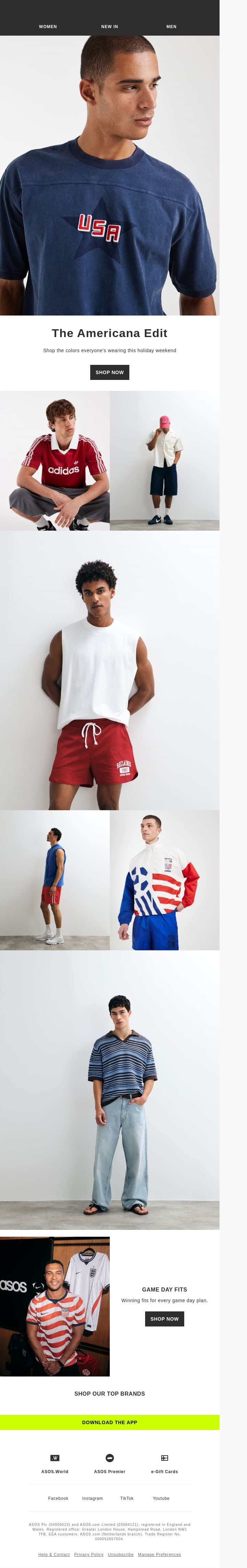 The Americana Edit email from ASOS screenshot