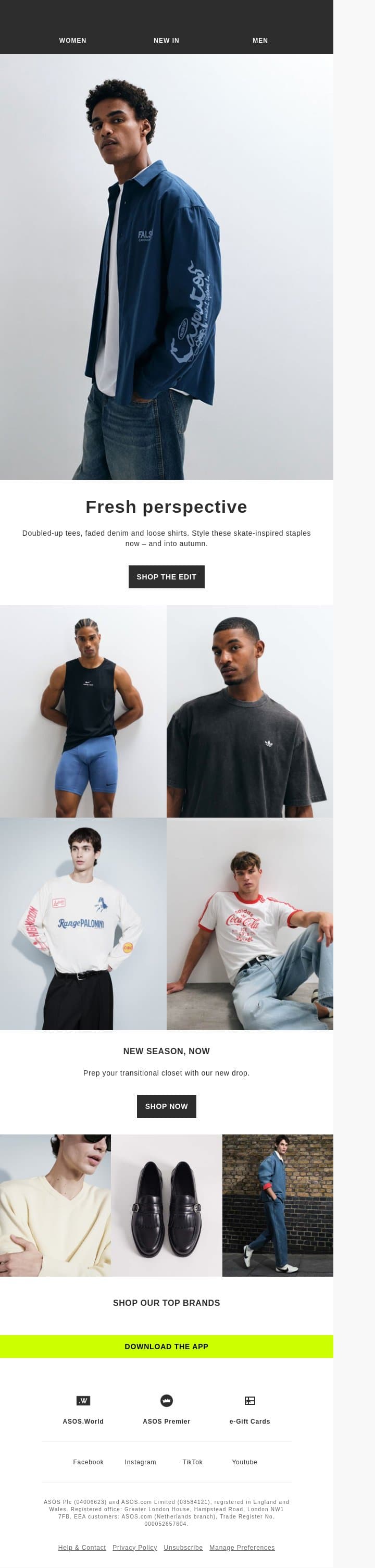 New season, fresh perspective email from ASOS screenshot