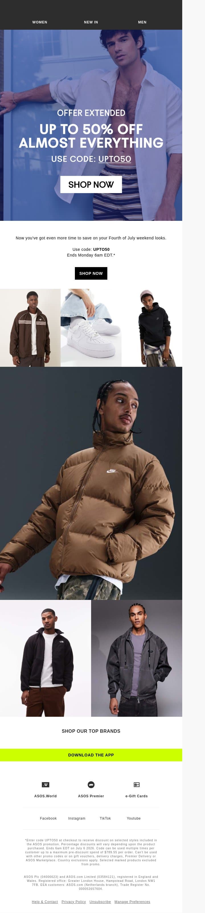 More time to save big email from ASOS screenshot