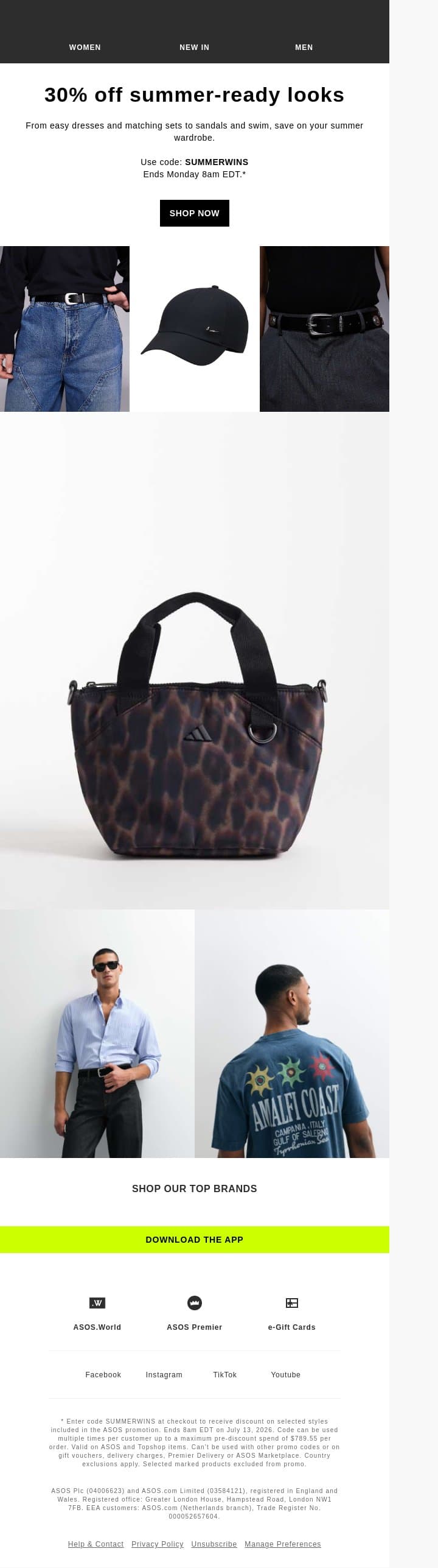 30% off summer-ready looks email from ASOS screenshot