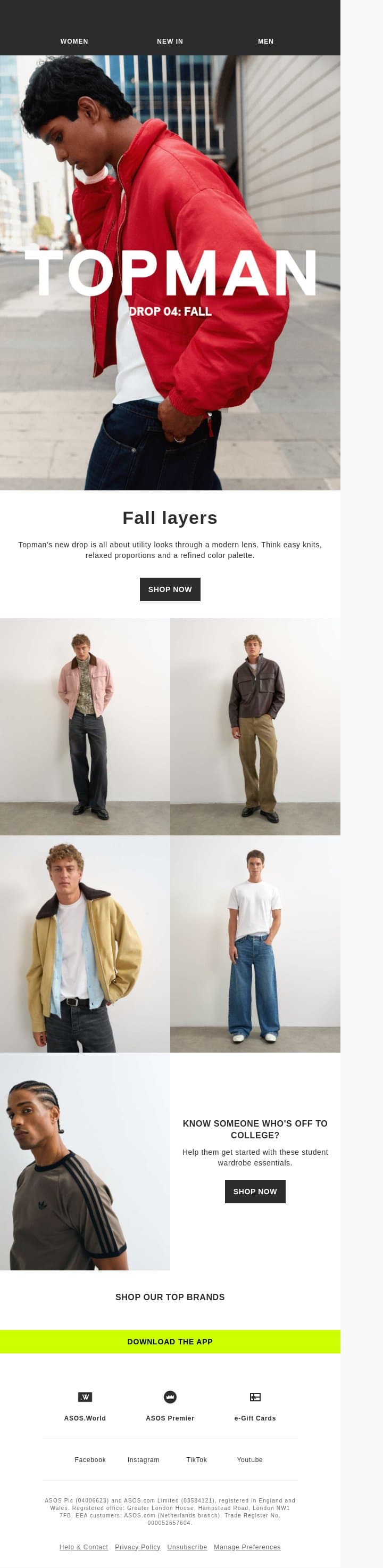 Just dropped: Topman email from ASOS screenshot