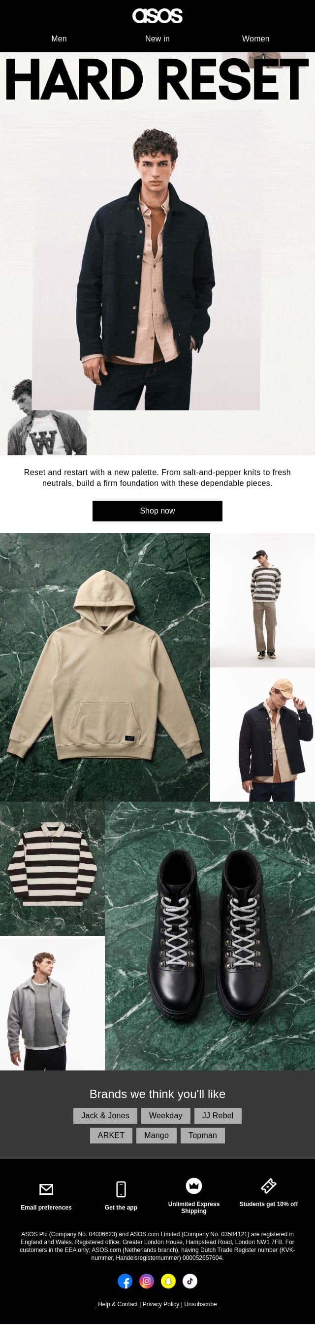 Hard reset: neutrality email from ASOS screenshot