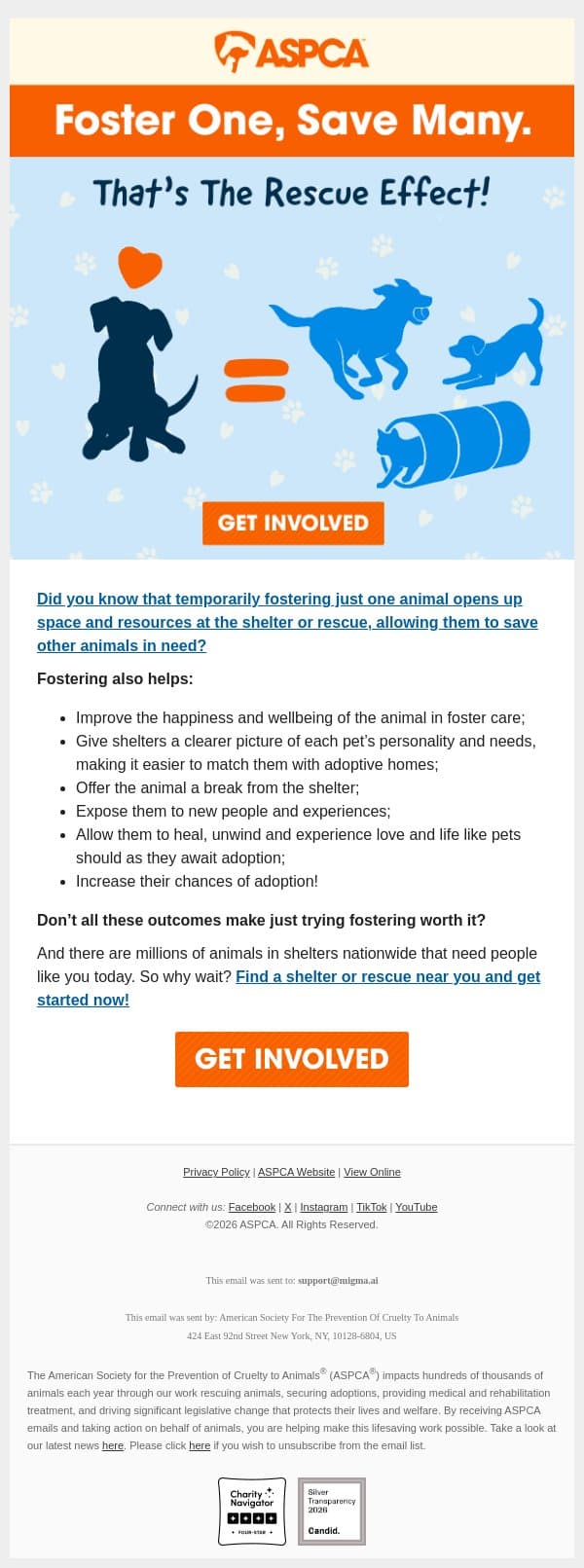What If One Act Did More? email from ASPCA screenshot