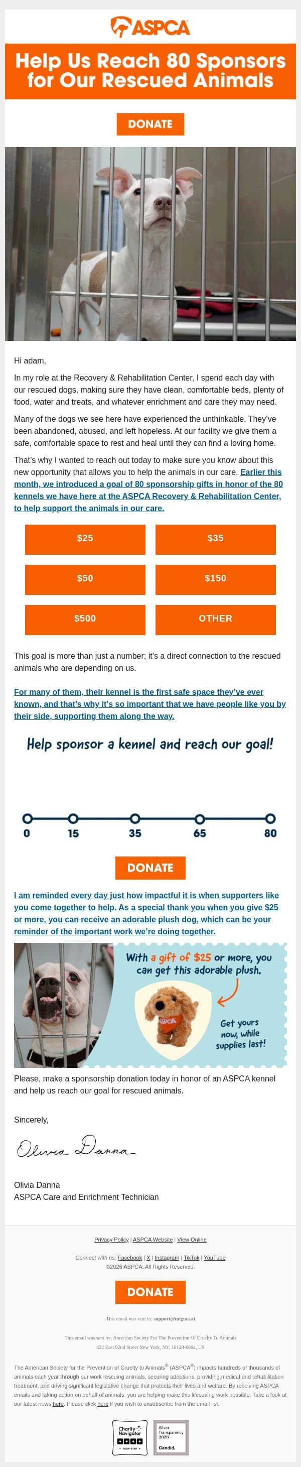 adam, don’t miss your chance to help! email from ASPCA screenshot