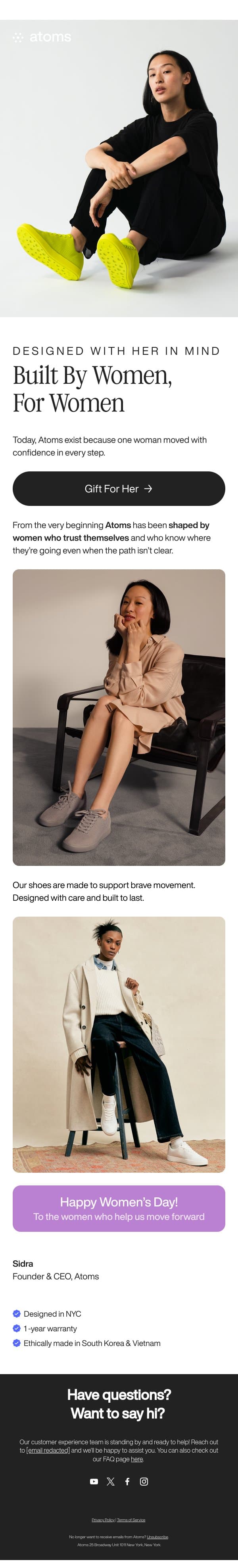 Celebrate Women's Day With Atoms email from Atoms screenshot