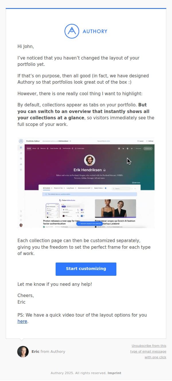 most people miss this Authory feature 👀 email from Authory screenshot
