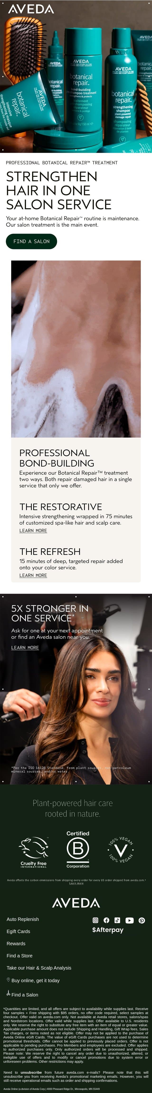 Bond-building you'll only find in salons email from Aveda screenshot