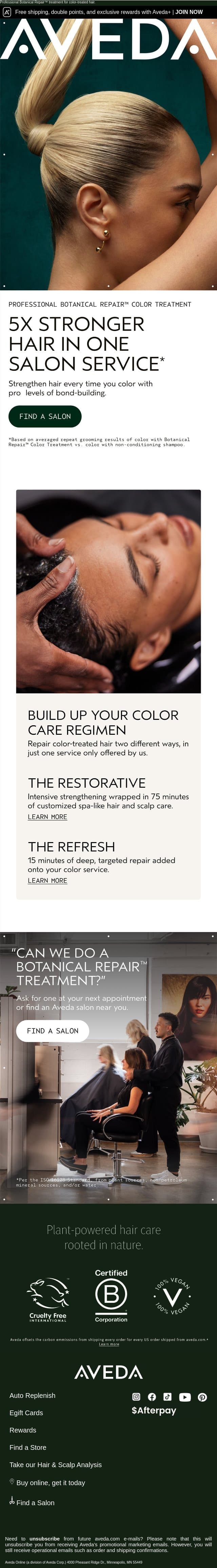 Color your hair? Add this to your next appointment email from Aveda screenshot