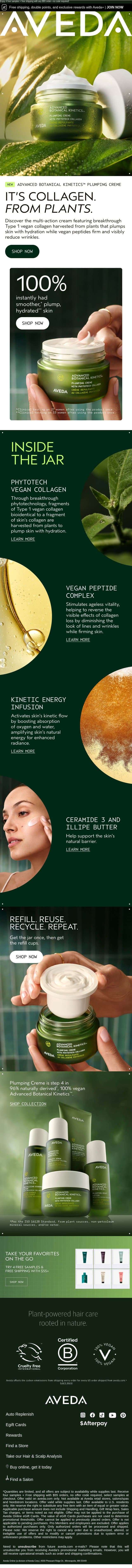 Discover the Power of Advanced Botanical Kinetics™ email from Aveda screenshot