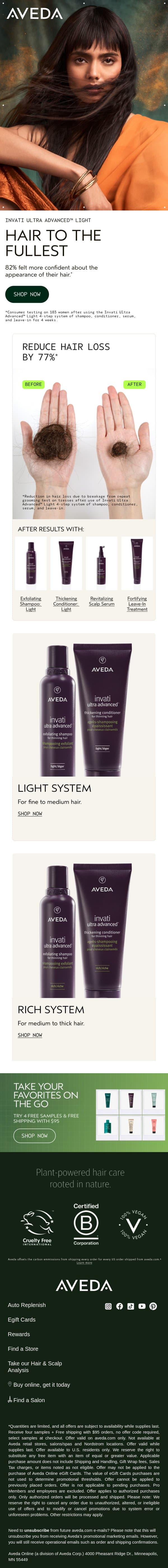 Wear your hair to its fullest email from Aveda screenshot