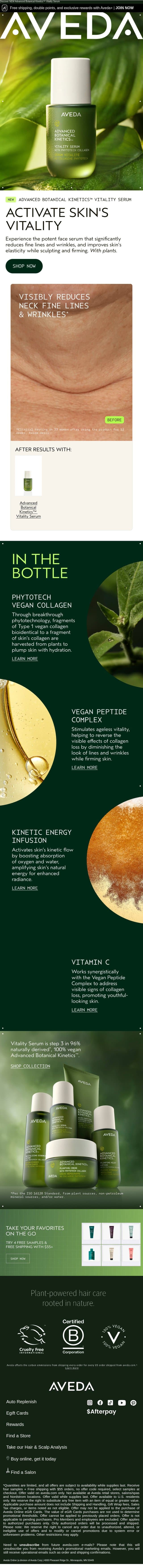 What fine lines? email from Aveda screenshot