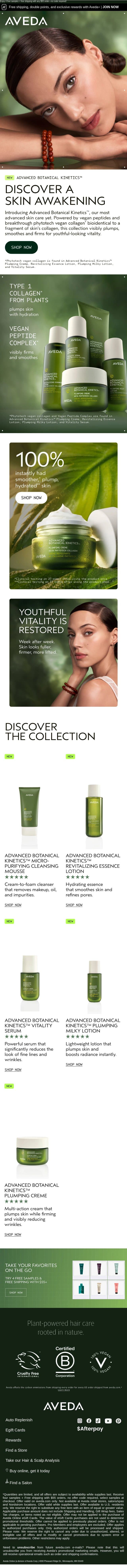 Your Skin's New Hydration Essential email from Aveda screenshot