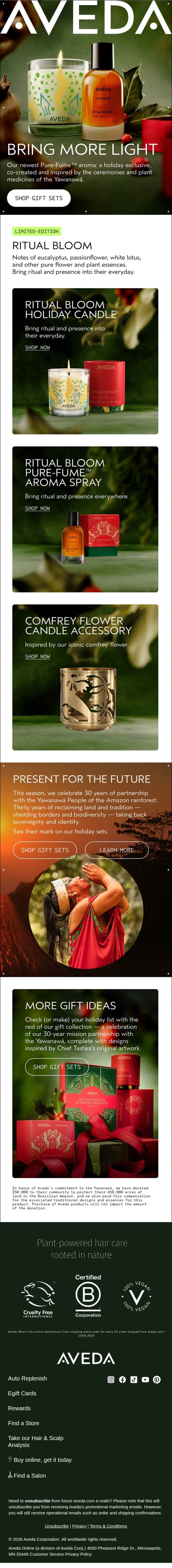 The Yawanawá inspired this limited-edition aroma email from Aveda screenshot